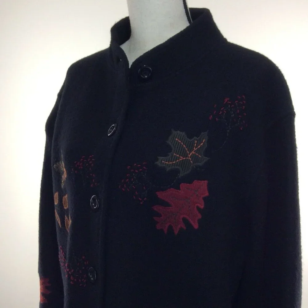 NORDIC design womens coat sz large black 100% wool - Picture 12 of 12